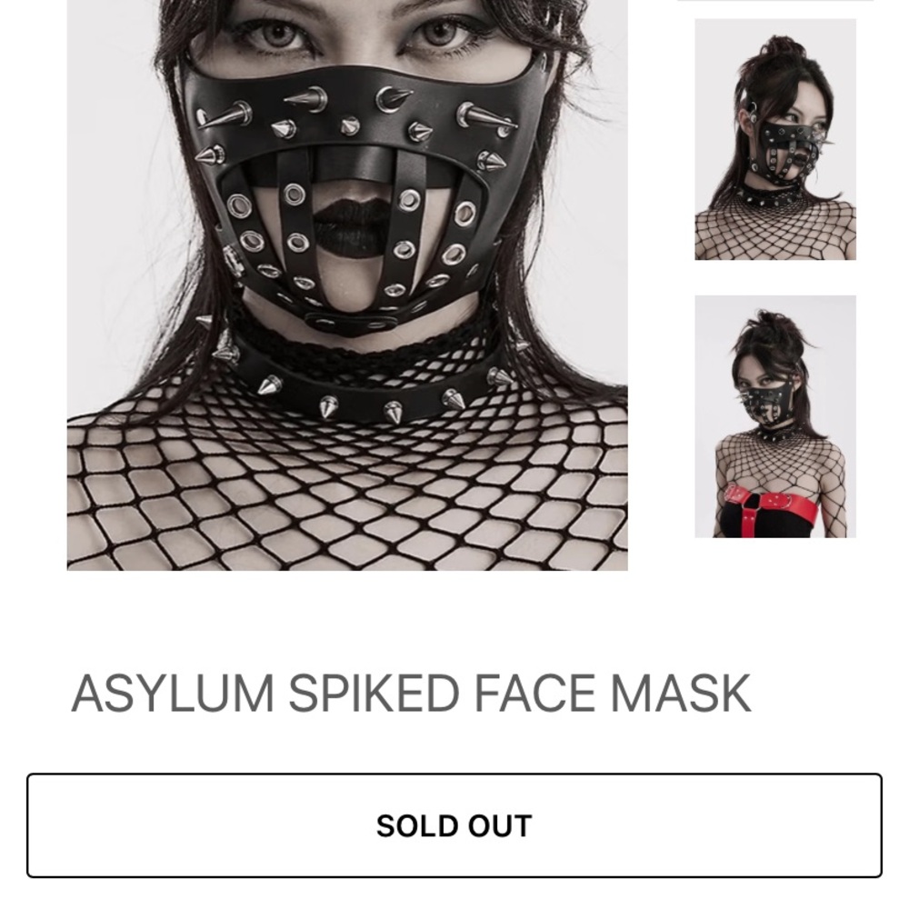 Black Spiked Face Mask by Vampire Freaks